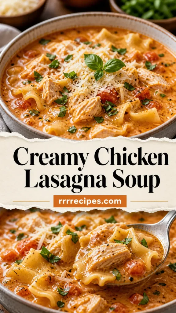 Creamy Chicken Lasagna Soup with Parmesan