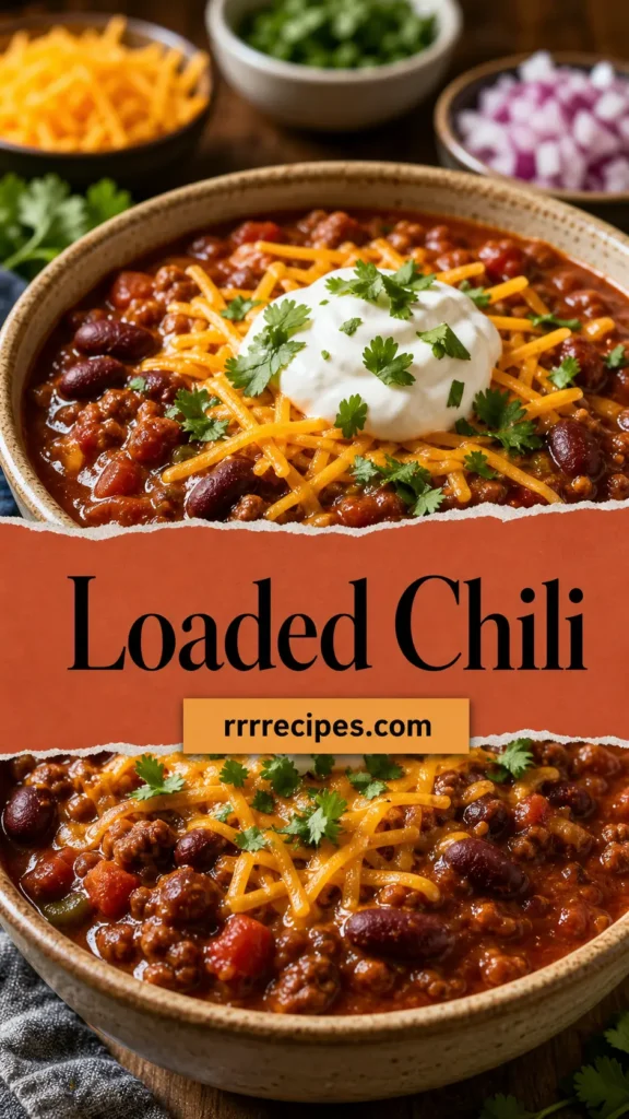 Loaded Chili Recipe with Cheddar and Sour Cream