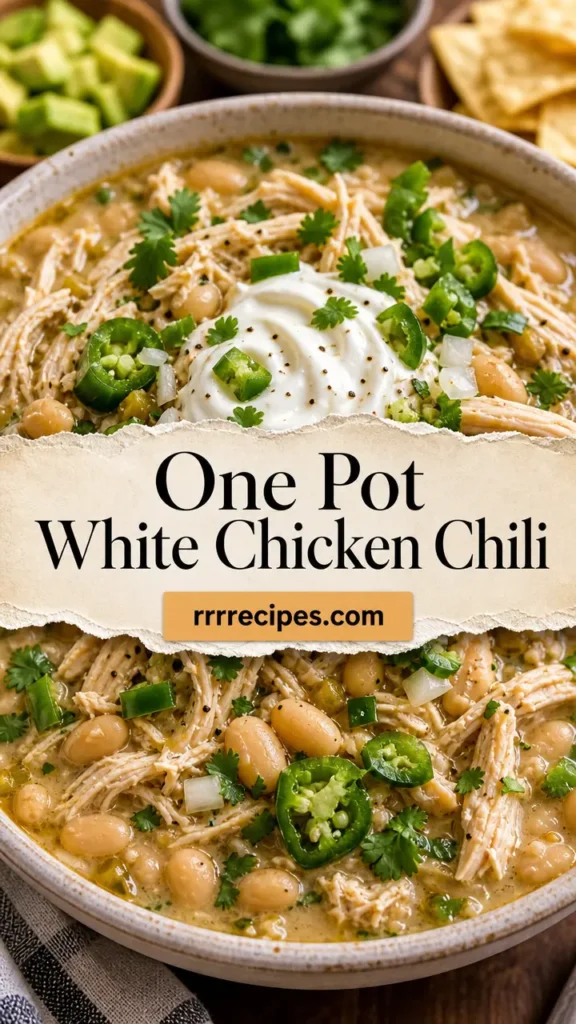 One Pot White Chicken Chili with Rotisserie Chicken