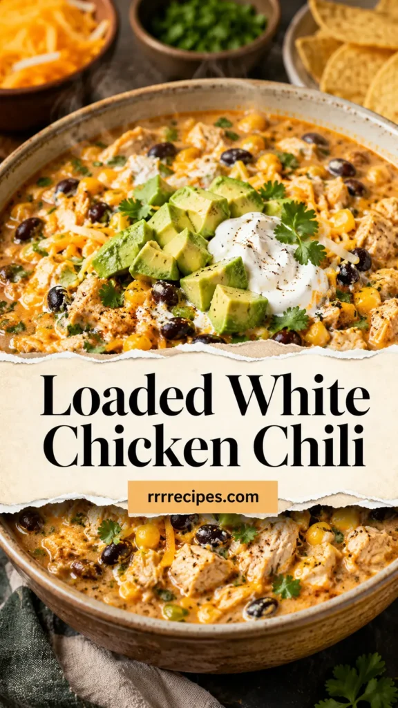 Loaded White Chicken Chili with Corn and Beans