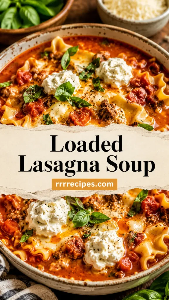 Loaded Lasagna Soup with Ricotta and Basil