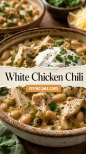 White Chicken Chili with Green Chiles and Sour Cream