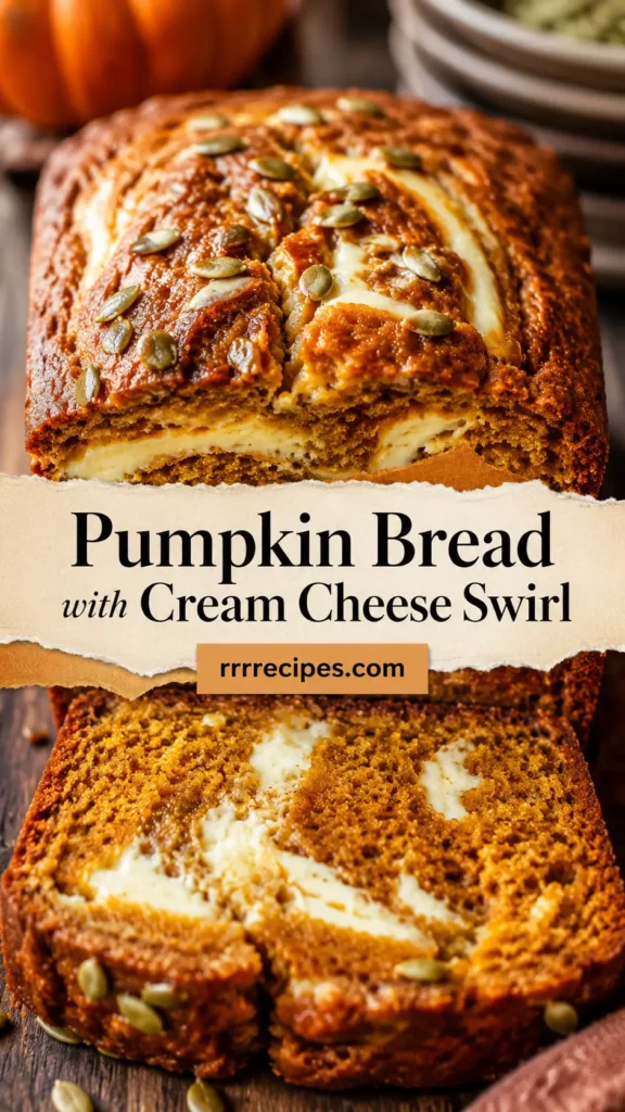 Pumpkin Bread with Cream Cheese Swirl