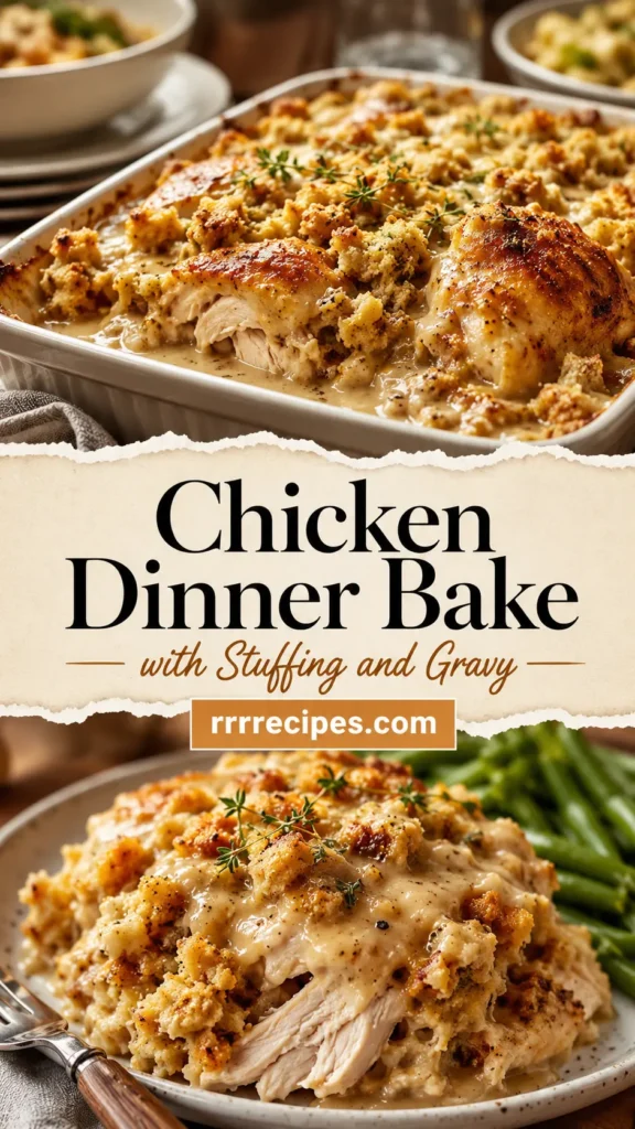 Chicken Dinner Bake with Stuffing and Gravy