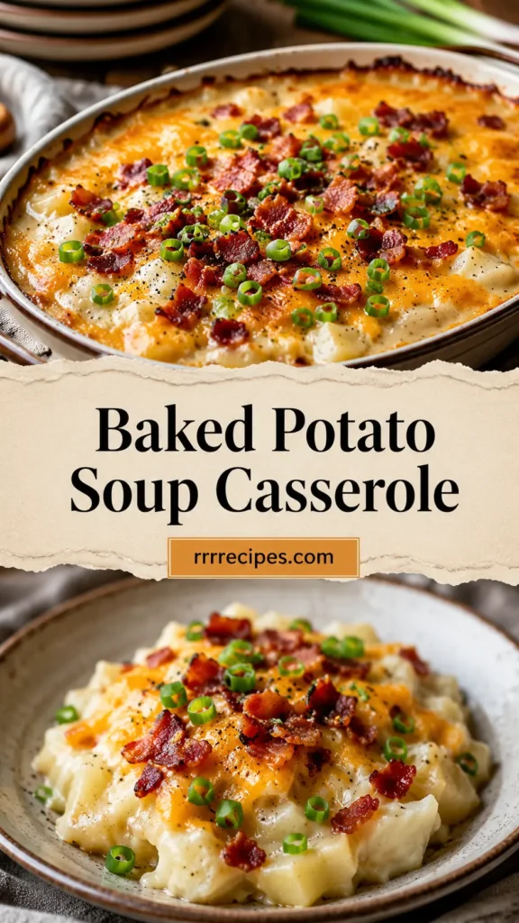 Baked Potato Soup Casserole with Bacon Topping