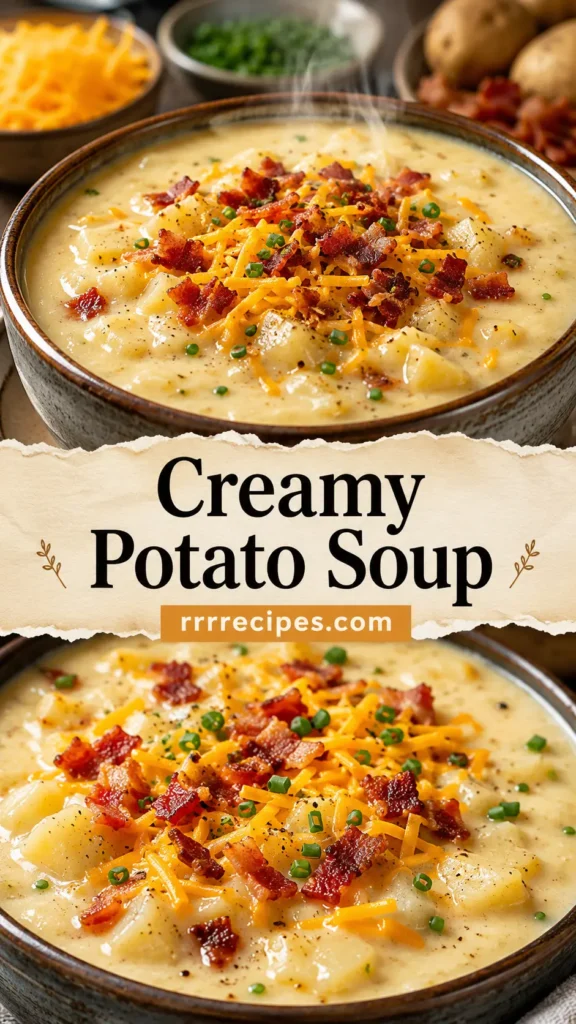 Creamy Potato Soup with Bacon and Cheddar