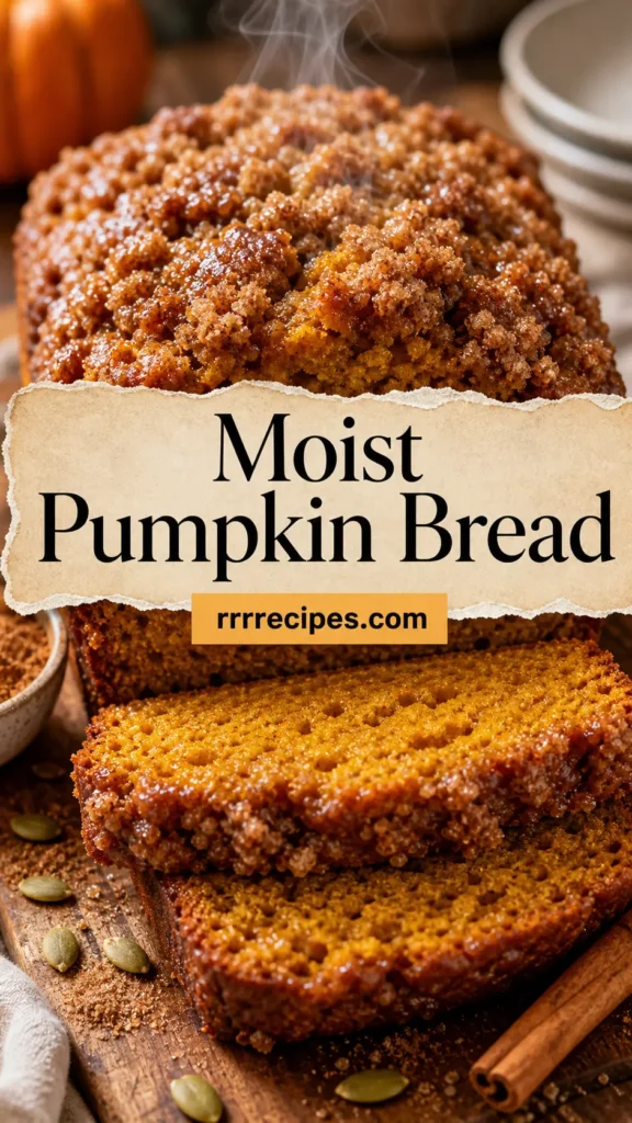 Moist Pumpkin Bread with Cinnamon Crumble