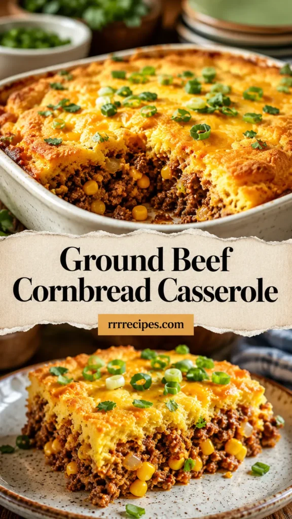 Ground Beef Cornbread Casserole for Chili Night