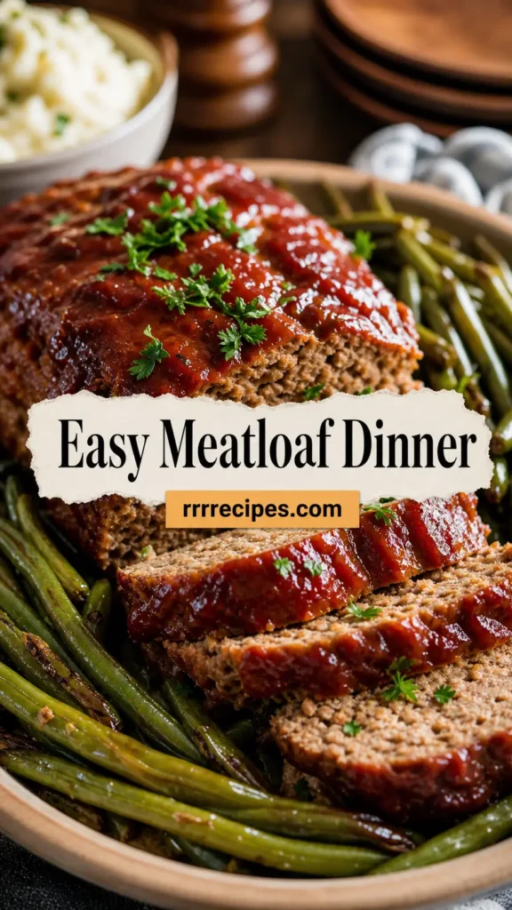 Easy Meatloaf Dinner with Roasted Green Beans