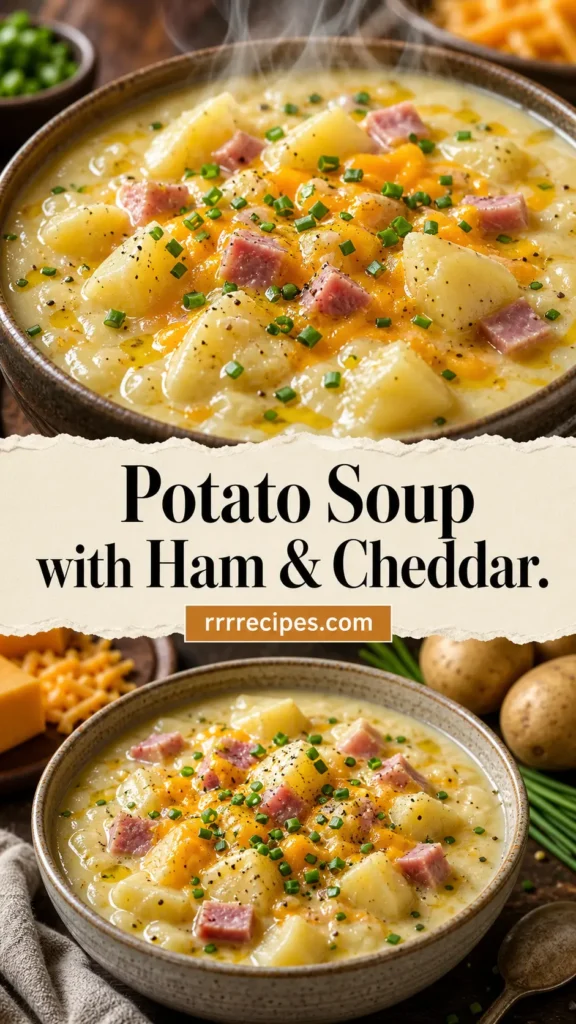 Potato Soup with Ham and Cheddar Cheese