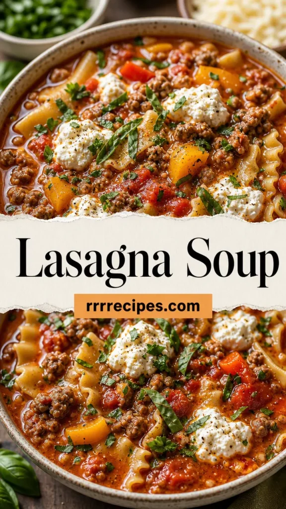 Lasagna Soup with Ground Beef and Ricotta
