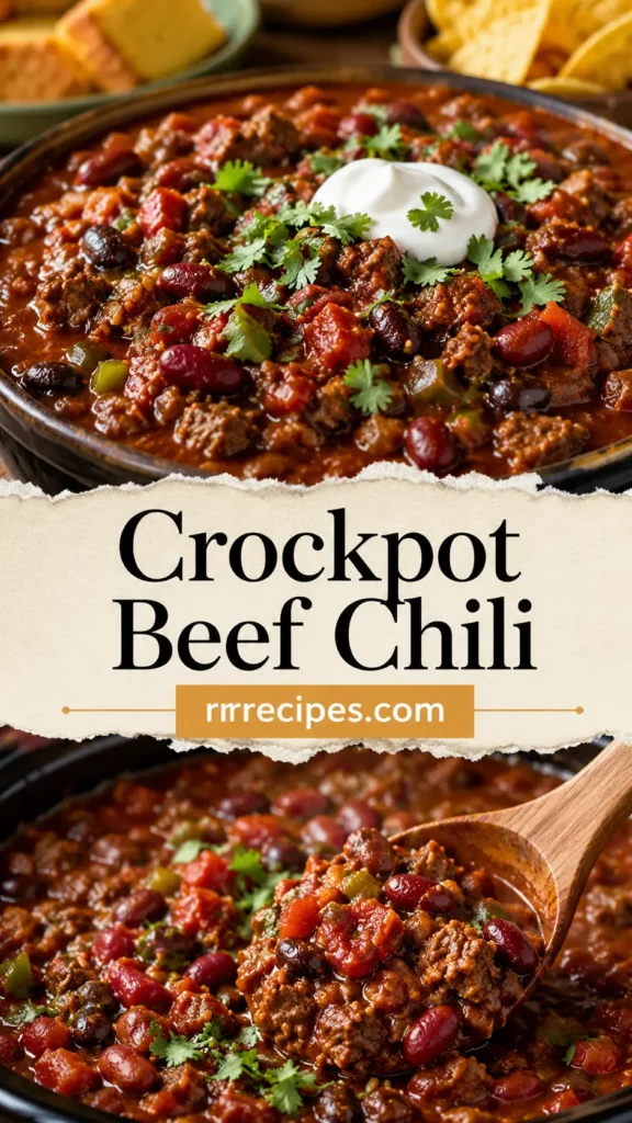 Crockpot Beef Chili for Game Day Dinner