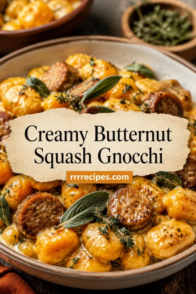 Creamy Butternut Squash Gnocchi with Sausage, Thyme, and Sage
