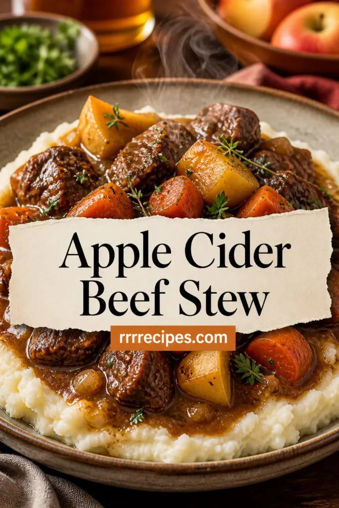 Fall Apple Cider Beef Stew over Mashed Potatoes Dinner Recipe