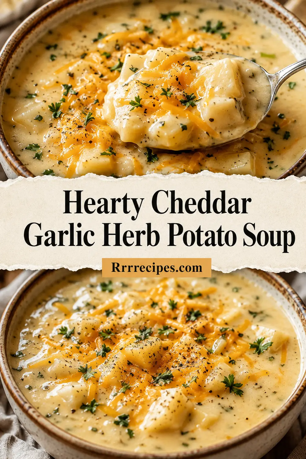 Hearty Cheddar Garlic Herb Potato Soup