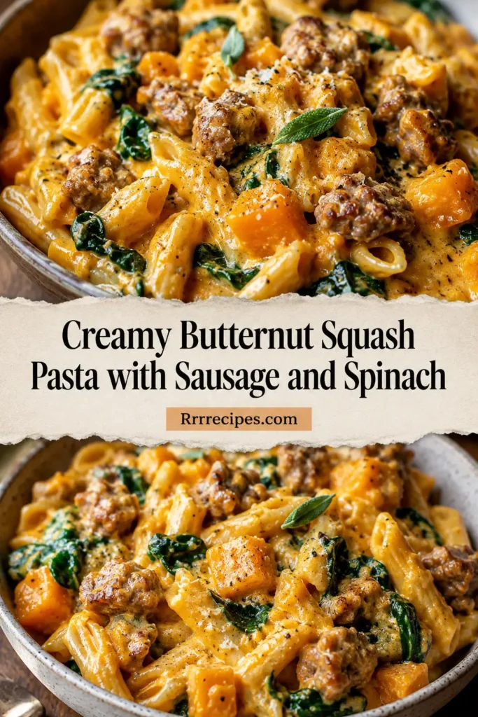 Creamy Butternut Squash Pasta with Sausage and Spinach