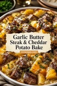 Garlic Butter Steak & Cheddar Potato Bake (Creamy & Delicious)
