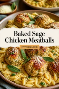 Baked Sage Chicken Meatballs with Parmesan Orzo - The Original Dish